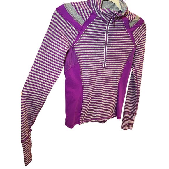 ivivva Athletica Girl 14 Pullover 1/4 Zip Athletic Jacket Running Purple & Grey - Picture 4 of 12